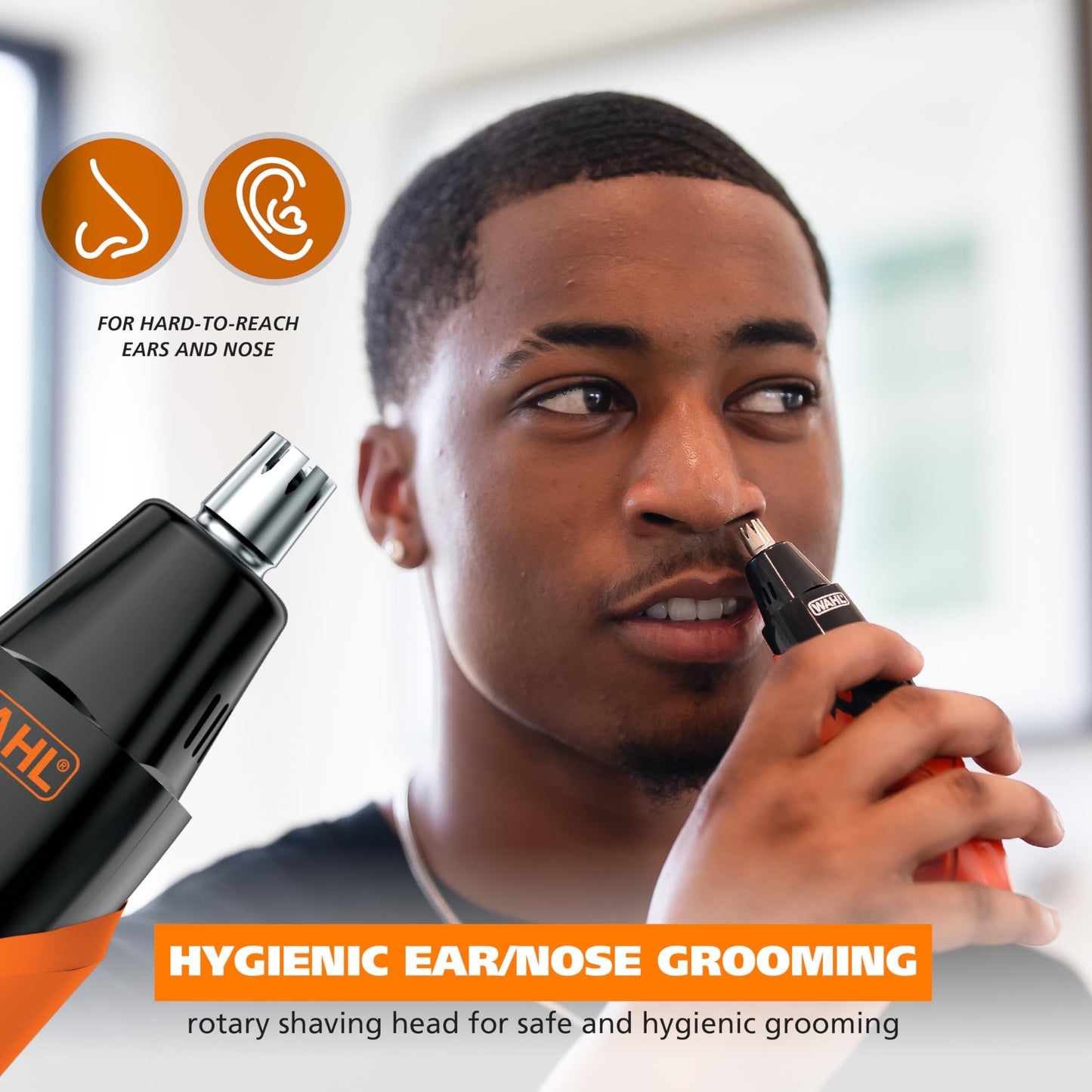 Wahl Trim Ninja Hybrid Electric Shaver for Facial Hair & Nose Grooming – 2 Heads - Bi-Directional Electric Beard Trimmer for Men – Precision Ear & Nose Hair Trimmer for Men – Model 3030114