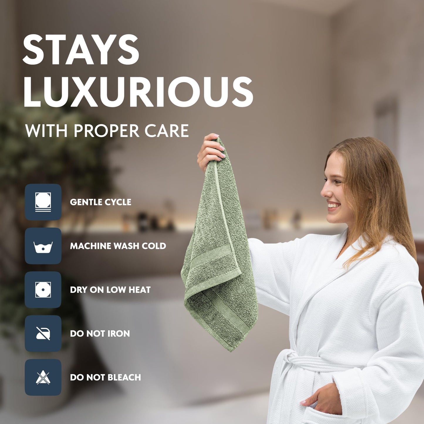 White Classic Luxury Light Green Hand Towels - Soft 100% Turkish Cotton | Highly Absorbent Hotel spa Bathroom Towel Collection | 16x30 Inch | Set of 6