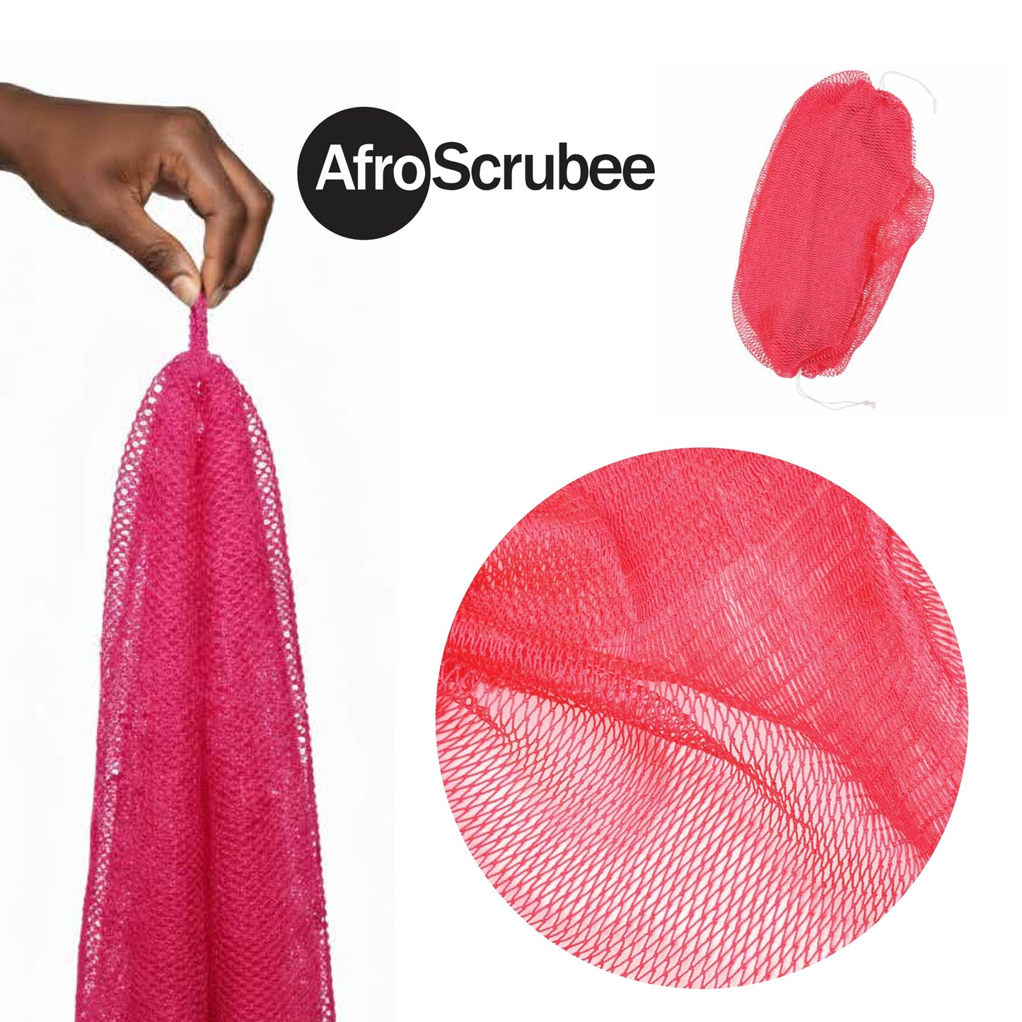 AfroScrubee Authentic African Net Sponge Exfoliating Bath Sponge (Pink)