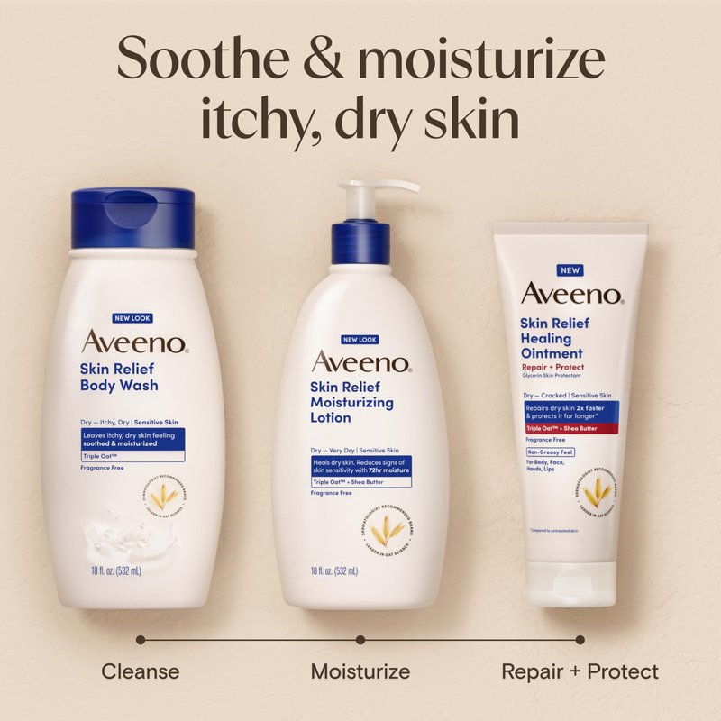 Aveeno Skin Relief Healing Ointment, Repair & Protect Extra Dry, Cracked Skin, Glycerin Protectant with Triple Oat & Shea Butter, Fragrance-Free & Non-Greasy Feel, Travel Size, 2.0 oz