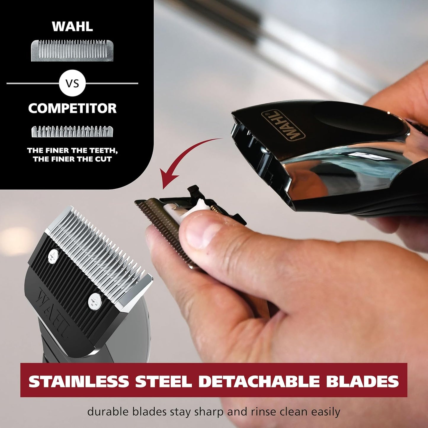 Wahl Clipper Cordless Chrome Pro Hair Clippers - Versatile Battery Trimmer Combo for Men | Model 3026590