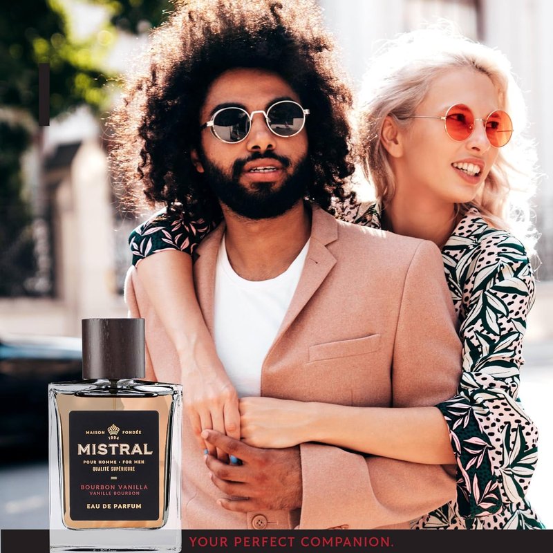 Mistral Men’s Cologne - Bourbon Vanilla Eau de Parfum | Warm, Sweet Masculine Scent with Patchouli & Sandalwood | 3.4 Oz