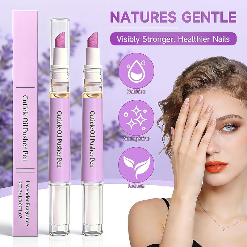 Cuticle Oil Pusher Pen - 2-in-1 Ceramic Moisturizing Tool for Dry Nails | Travel Size, No Leak