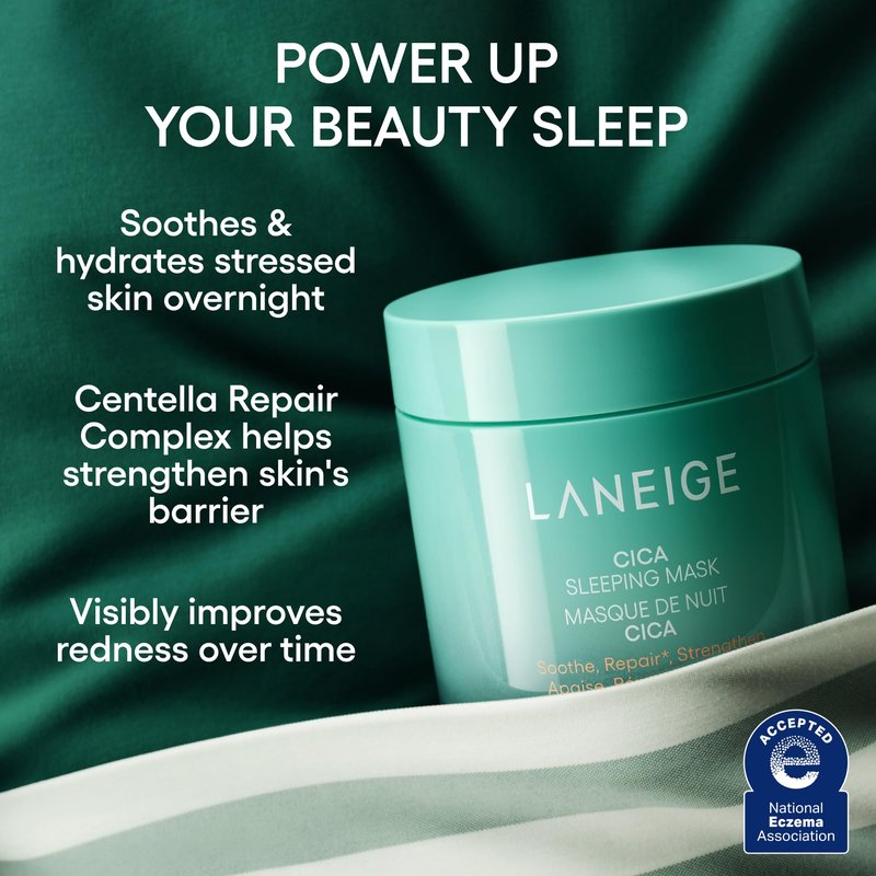 LANEIGE Cica Sleeping Mask: Korean Sensitive Skin Overnight Hydrating Balm Cream Face Mask with Centella Asiatica for Soothing Nourishment & Barrier Repair | Korean Skin Care