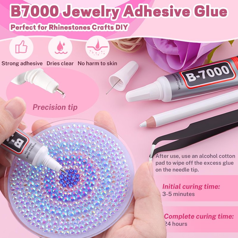 20000Pcs Blue Rhinestones for Bedazzling Kit with 3Pcs B7000 Jewelry Glue, Resin Rhinestones for Crafting Crafts，Bedazzler Kit Flatback Gems for Clothing Shoes Tumblers Nail Art