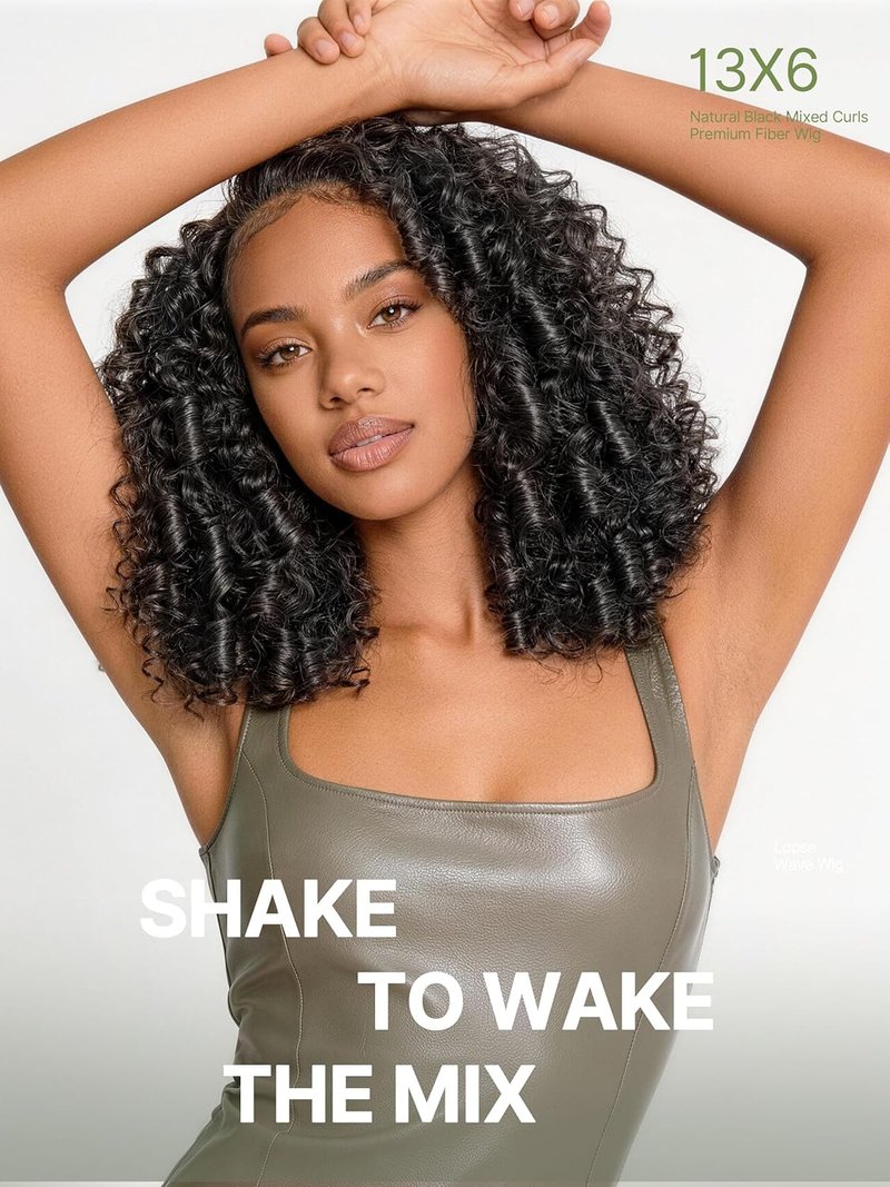 Frodio Kinky Curly Half Wig 14 Inches Veralux™ Fiber Blend Human Hair 200% Density 13X6 HD Lace Frontal Glueless Wig with Unique Bouncy Curl,Natural Black Ready to Go Headband Wig for Women