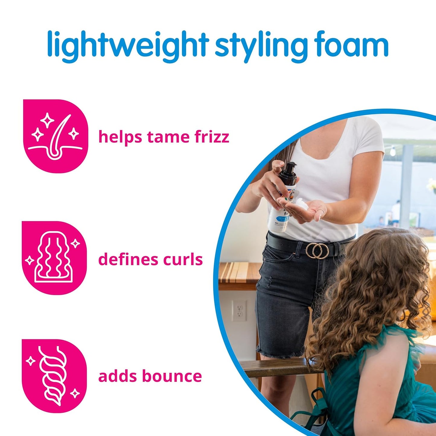 SoCozy Kids Sensitive Styling Foam - Gentle Natural Hold for Straight or Curly Hair | 6 fl oz