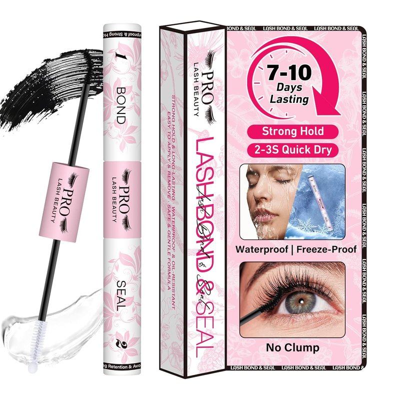 ProLashBeauty Lash Cluster Glue - Upgraded 2-in-1 Black Bond & Clear Seal | Waterproof, Strong Hold, 10ml