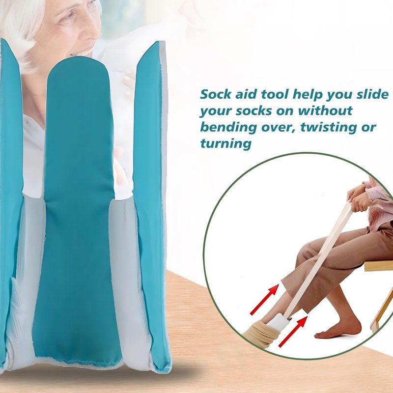 KkaFFe Sock Aid Device for Seniors, Sock Aids for Putting and Off Socks, Sock Helper for Pregnant Women and Disability, Easy On and Off Stocking Slider, Handicapped Avoid Bending Sock Assistant Device