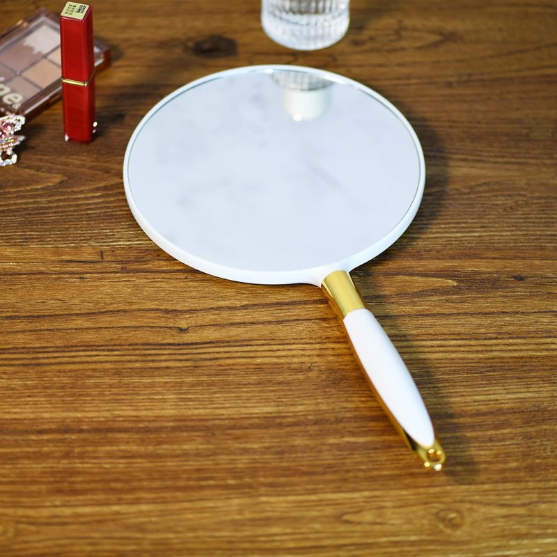 Handheld Mirror for Hairdressers | 6.9 x 13 Inch White Round Design