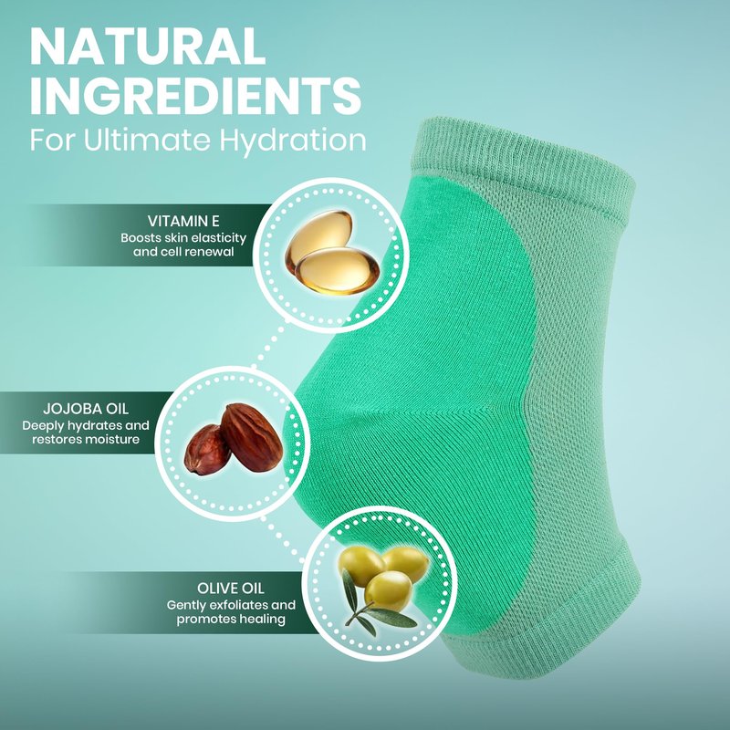 Moisturizing Socks for Dry Cracked Heel Treatment, 4-Pack Gel Heel Socks, Foot Care Spa & Pedicure Socks – Gifts for Women - Silicone Socks for Cracked Feet Repair & Overnight Hydration