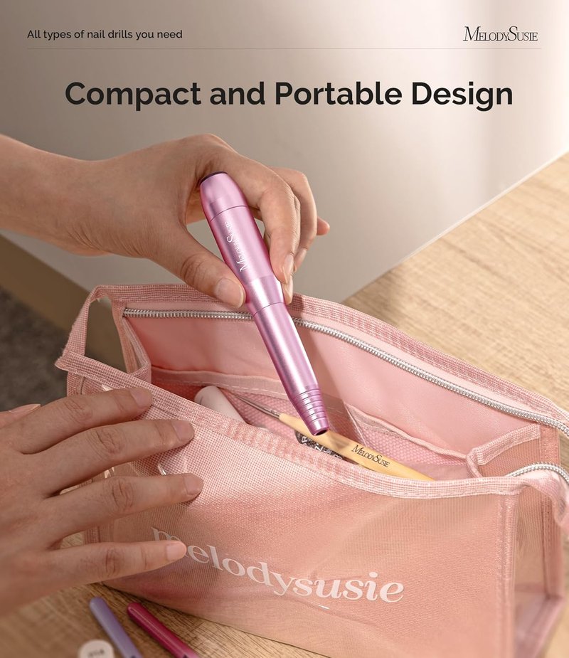 MelodySusie Portable Nail Drill - 20,000 RPM Electric File for Manicure & Gel Removal | Compact Design
