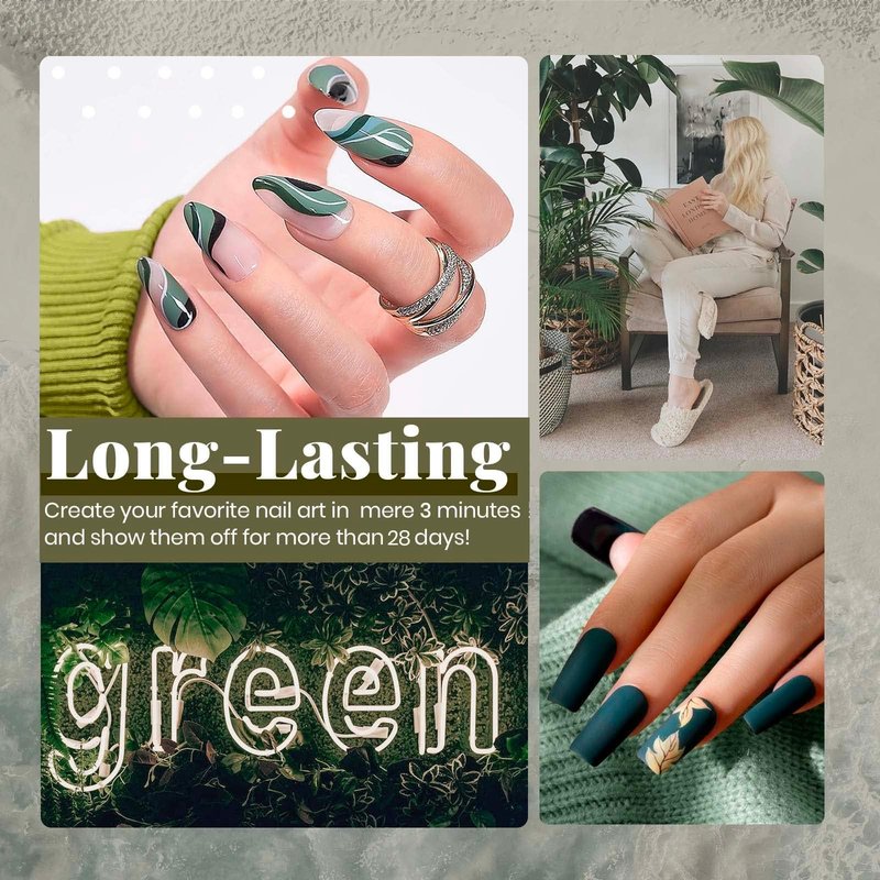 Beetles Green Gel Polish Set - 6 Colors Dark Green Baby Blue Gray Summer Color Gel Nail Polish Misty Soak Off DIY Home Uv Nails Gifts for Women Girls day
