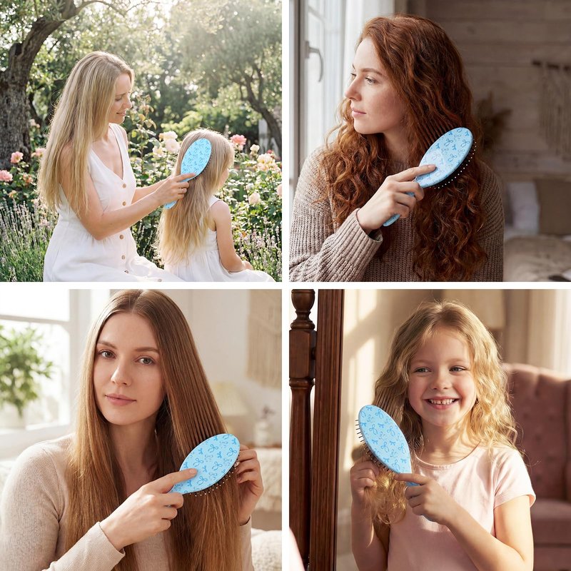 Girls Hair Brush for Women, Hair Brushes Girls Brush Pink Bow Detangling Brush for Curly Hair Pain-Free Girl Hairbrush Kids