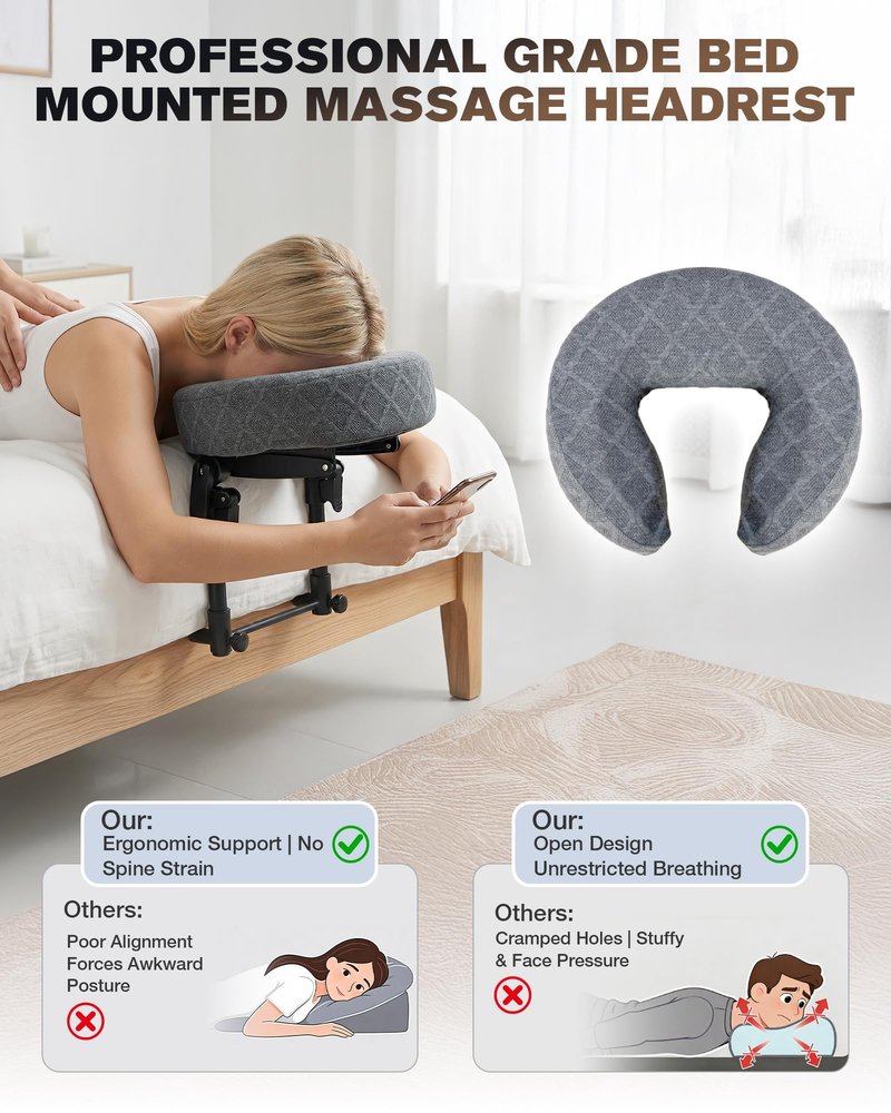 Aucoza Massage Headrest for Bed, Massage Face Cradle at Home, Adjustable 18" Height Massage Head Holder for Sleeping Mattress, Comfortable Face Down Pillow After Eye Surgery