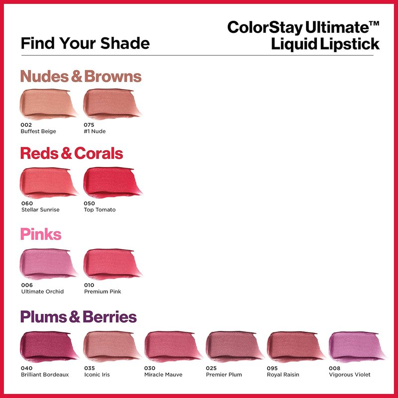 Revlon ColorStay Ultimate Liquid Lipstick - Longwear Satin Finish Lip Color | 060 Ultimate Orchid, 0.1 fl oz