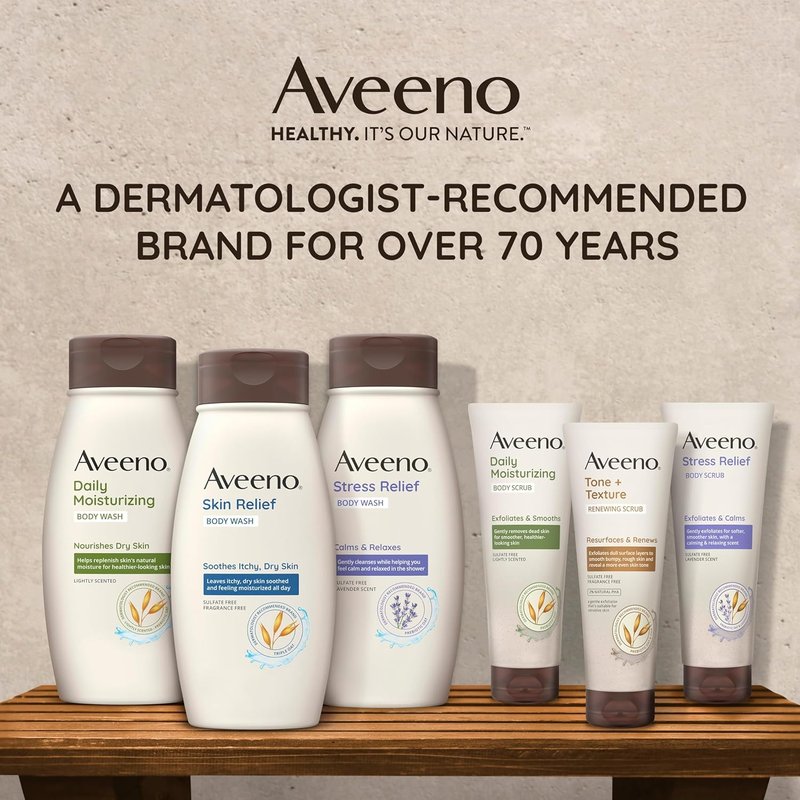 Aveeno Daily Moisturizing Body Wash - Gentle Cleanser & Shaving Gel for Softer Skin | 18 fl. oz, Pack of 2