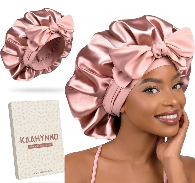 Silk Satin Bonnet for Curly Hair - Comfortable Sleep Cap for Natural Styles | Pink