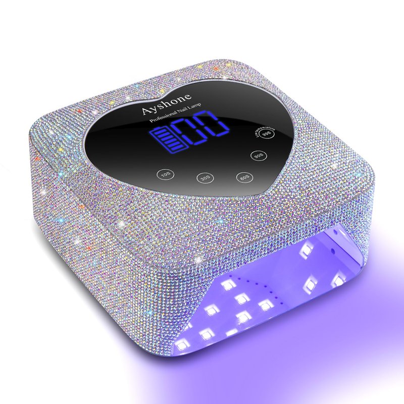 Ayshone Cordless UV LED Nail Lamp,72W Rechargeable Nail Dryer Gel Polish Light with Large LCD Display,Rechargeable Nail Curing Lamp for Salon & Home (AB Diamond)