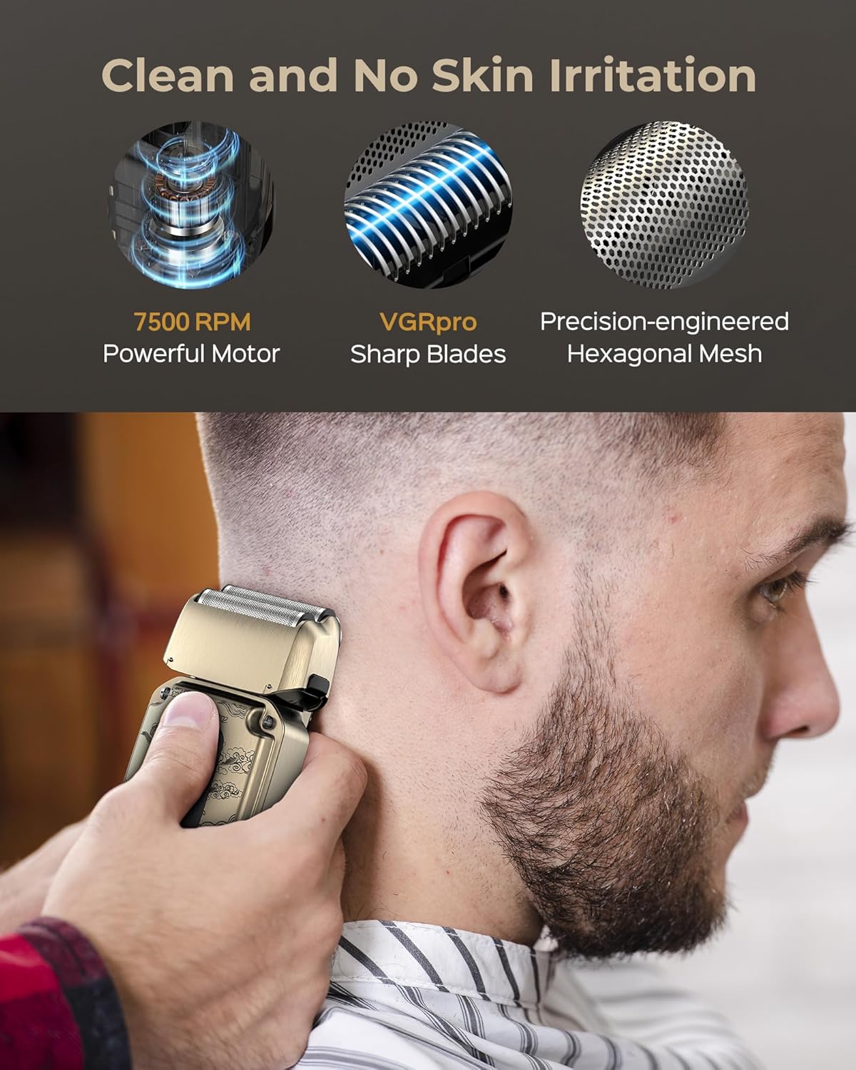 VGRPRO Hair Clipper & Trimmer Set - Professional Waterproof Electric Razor for Men | Cordless, 4-Speed, LED Display