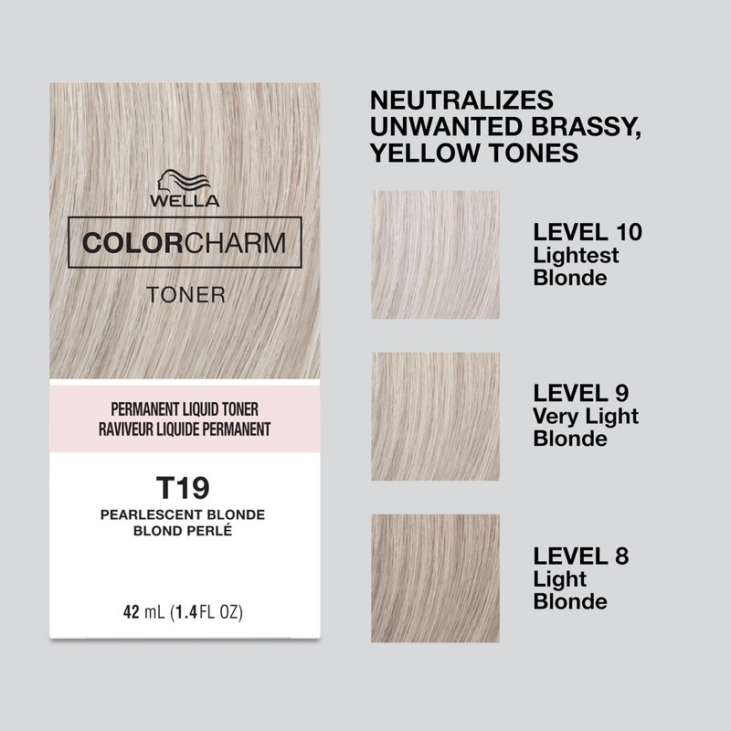 COLORCHARM Permanent Liquid Toners| Neutralize Brass| Free of Parabens| Vegan| T19 Pearlescent Blonde| 1.4 Fl Oz