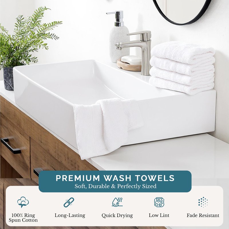 Casa Platino White Washcloths 6 Pack - 13x13 inches - 100% Cotton - Premium Quality Wash Cloths for Bathroom - Well Stitched, Soft & Highly Absorbent Washcloths Set - Ideal for Hotel, Spa & Salons