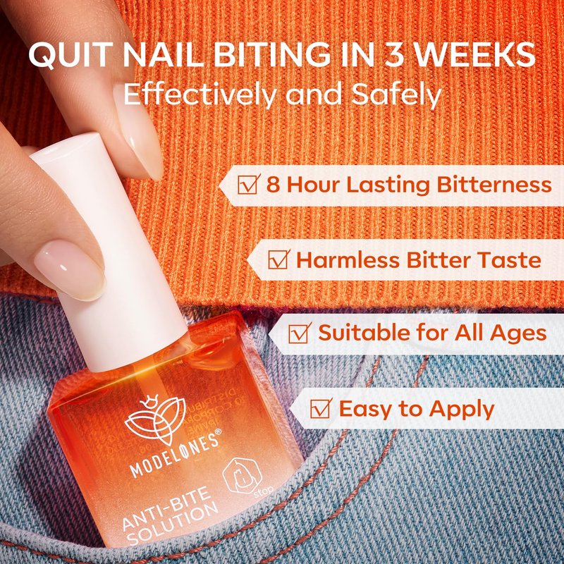 Modelones Nail Biting Prevention | Quick-Dry Bitter Nail Polish for Kids - 12ml (0.41 Fl Oz)
