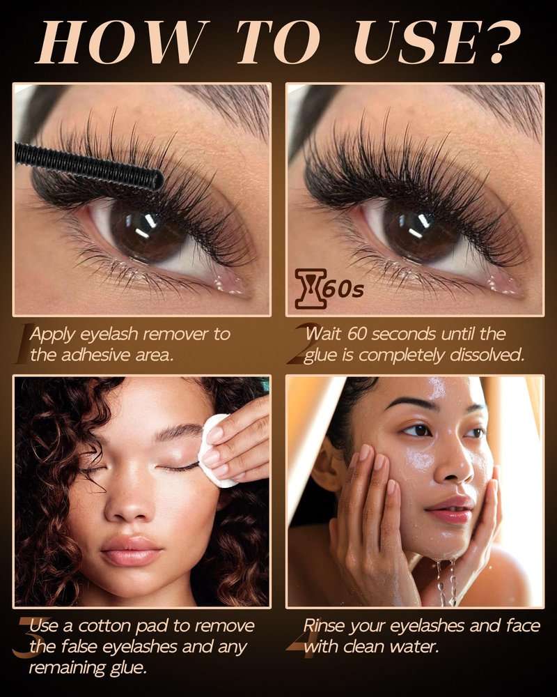 Cluster Lash Glue Remover – 5ml Gentle Eyelash Extension Remover for Cluster & Individual Lashes, Non-Irritating Lash Bond Solvent with Mascara Wand, Easy Self-Use at Home