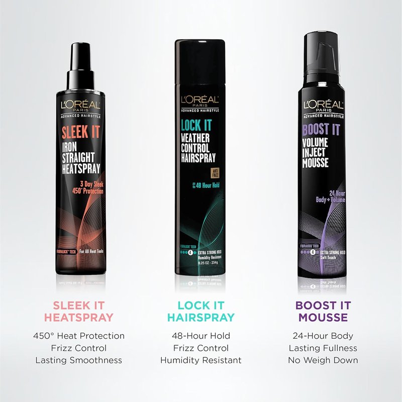 L'Oreal Paris Hairspray - LOCK IT Weather Control for 48-Hour Strong Hold | Humidity Resistant, Lightweight, 8.25 oz