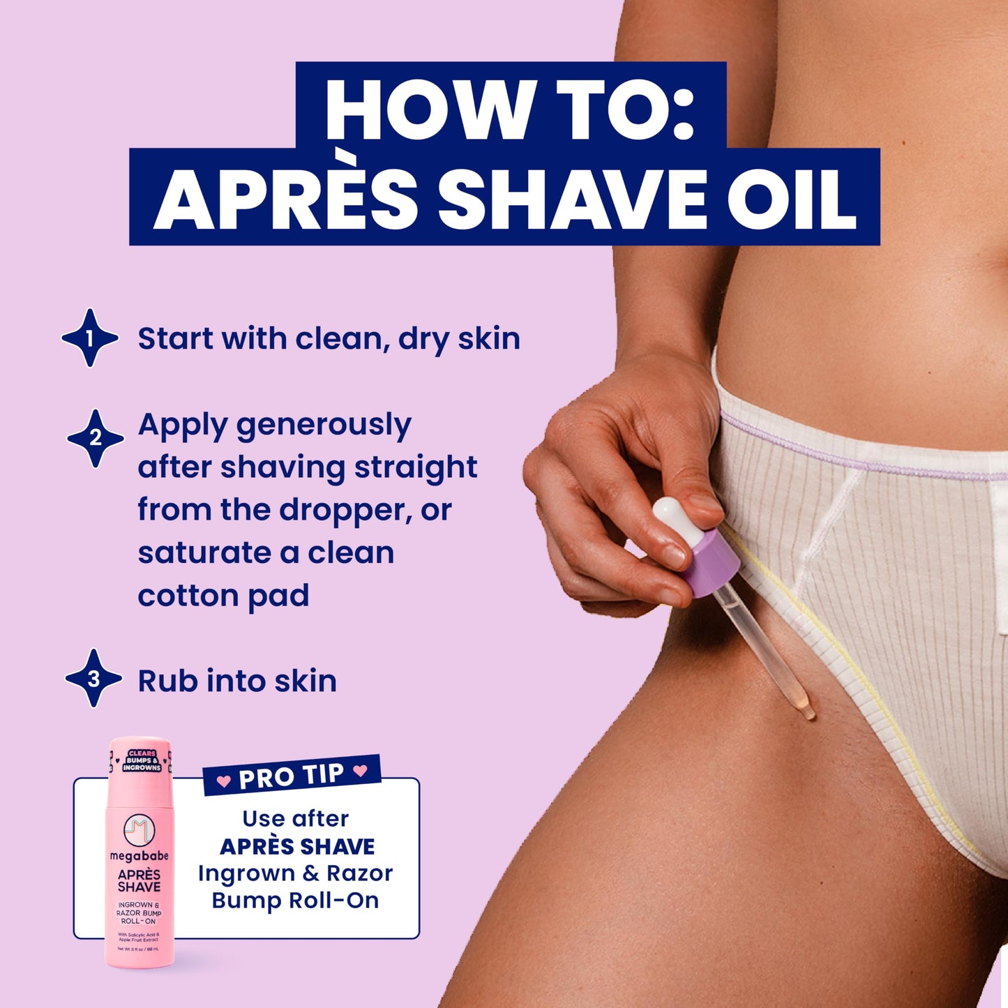 Megababe Après Shave Oil | Soothing After-Shave Oil | Vacation Essential | with Grapeseed & Jojoba Oils | 2 fl oz