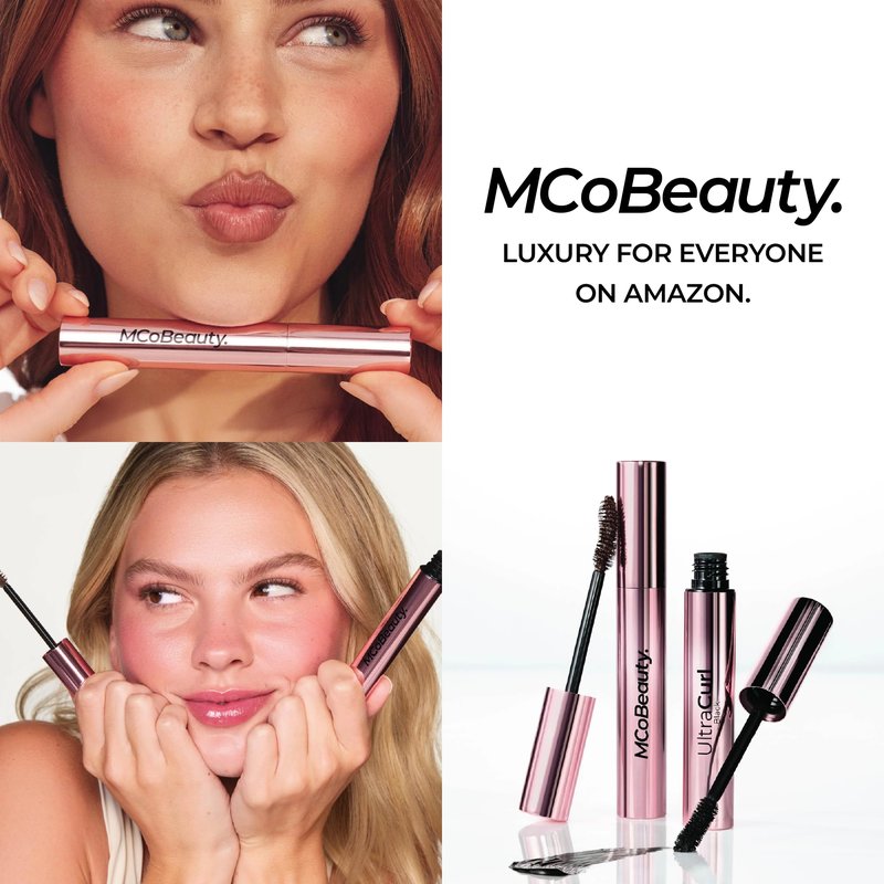 MCoBeauty UltraCurl Lifting Mascara - Black - Buildable Lengthening, Volume & Curl Lash Definition - Eye Makeup with Curved Brush - Vitamin E Jojoba Oil Conditioned Lashes - Vegan & Cruelty Free