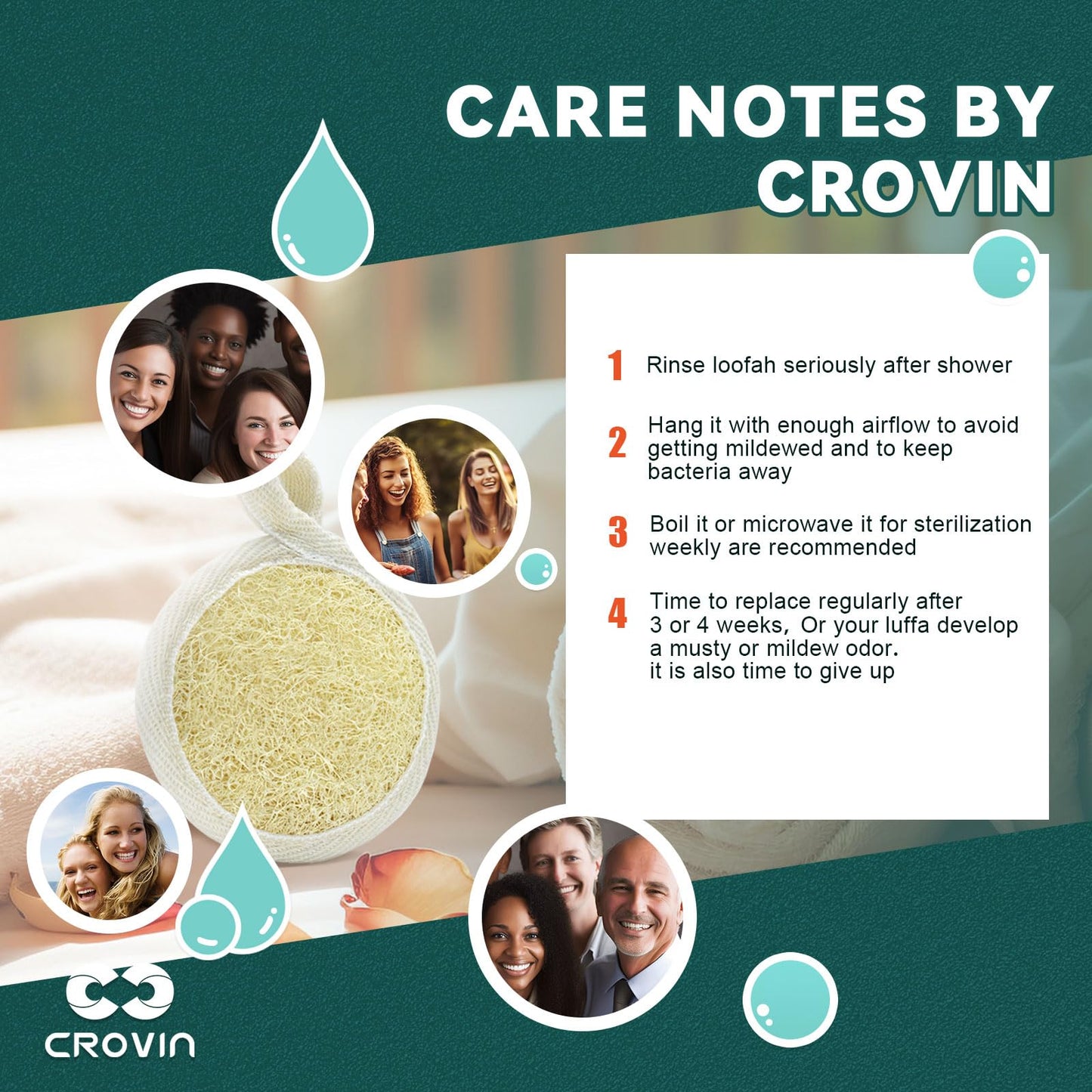 Crovin Premium Exfoliating Facial Loofah Pads, Natural Luffa Face Scrubber and Cleansing Face Sponge for Easily and Effectively Clean Up Your Face-8 Count (1 Pack)