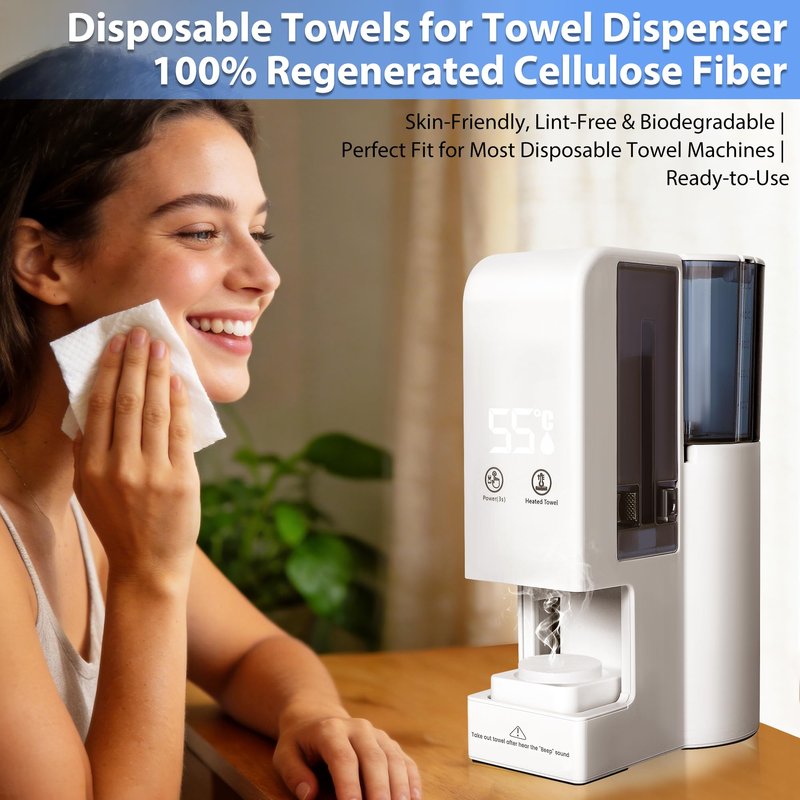 Hot Face Towel Heater Machine, Automatic Disposable Towel Warmer with Steam, 5-Second Heating, 55°C Constant Temperature, Portable Face Towel Steamer (Towel Machine+100PCS Towels)