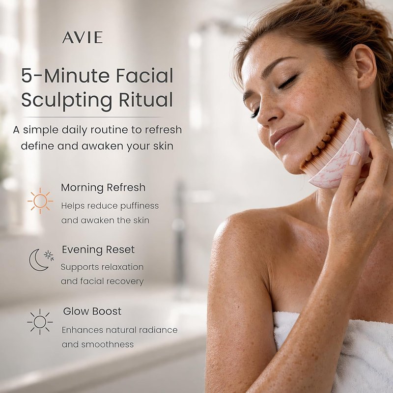 Lymphatic Contour Face Brush - Manual Drainage Massager for De-Puffing & Improved Skin Glow | Pink