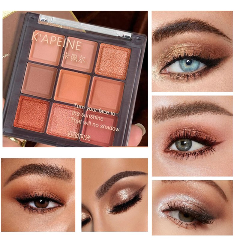 K'APEINE Eyeshadow Palette 9-Colors Nude Eye Shadow Palette Natural Brown Makeup Kit Warm-Toned Highly Pigmented Eyeshadow for Eyes Long Lasting Naturing-Looking for Women-Chocolate