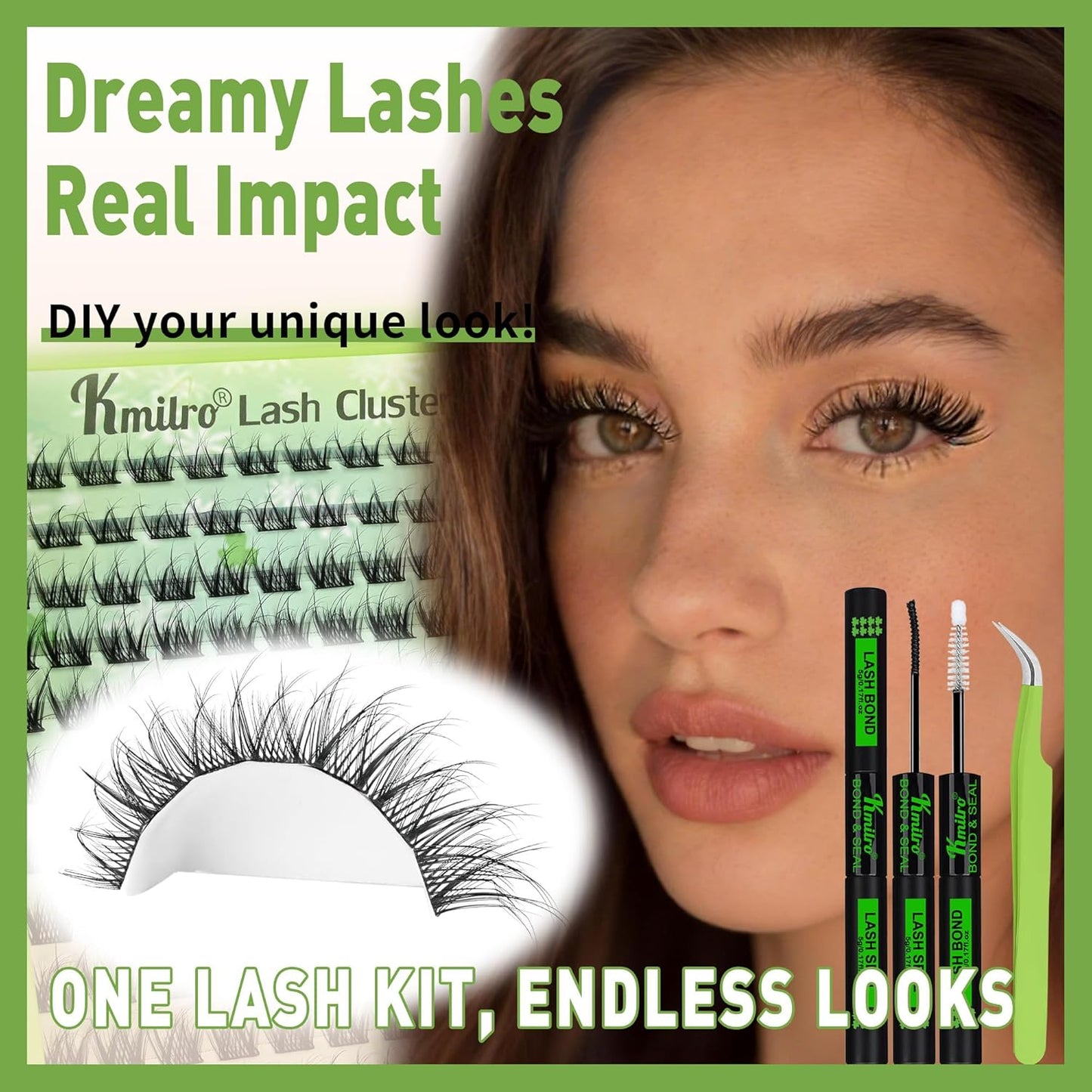Spider Lash Clusters Kit - 154pcs C Curly Wispy Individual Lashes | 8-14mm Super Soft DIY Extensions