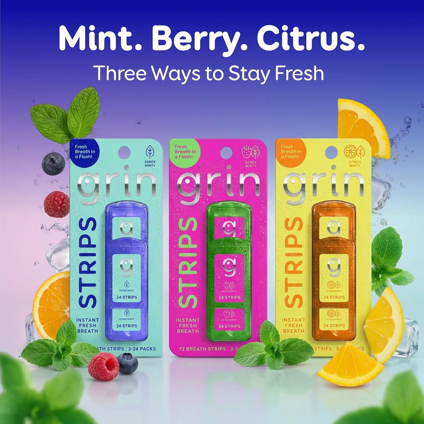 Super Minty Breath Strips - Instant Sugar-Free Freshener | Portable 72 Count (3 x 24)