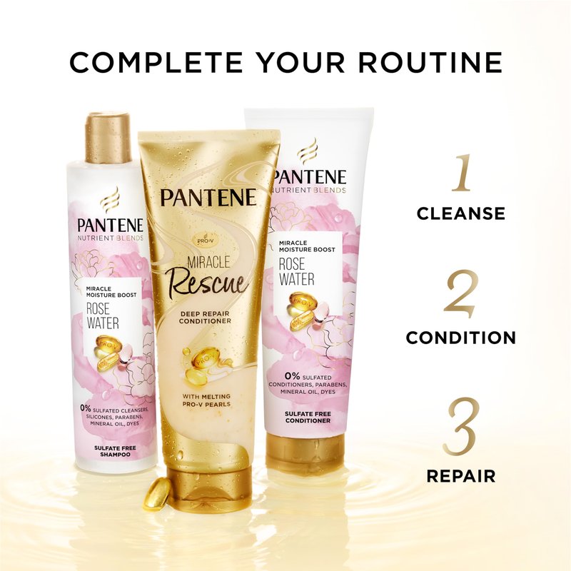 Pantene Nutrient Blends Miracle Moisture Boost Rose Water Shampoo & Conditioner Dual Pack for Dry Hair, Sulfate Free