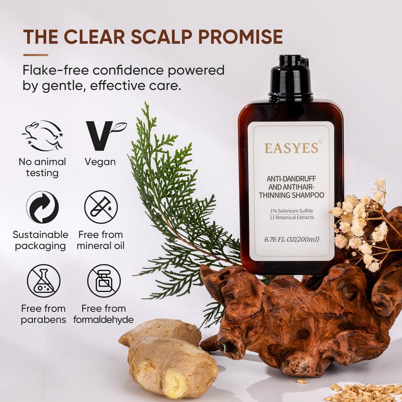 Easyes Anti Dandruff Shampoo with 1% Selenium Sulfide – Helps reduce Itchy Flaky Scalp, strengthens and nourishes hair, soothes the scalp, Controls Oil, 7oz