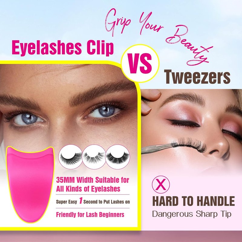 Skiennix False Eyelashes Applicator Tool - Easy Lashes Clip for Beginners | Daily Use (Plum)