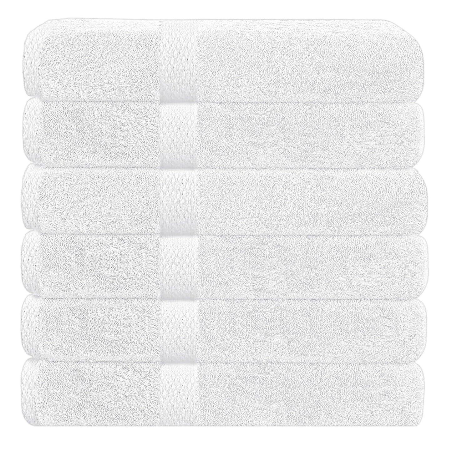 Linteum Textile Supply White Bath Towels Set of 6 Medium 24x48 inches Towels for Bathroom 100% Cotton Ring Spun Bath Towel Soft Quick Dry High Absorbent Towels for Hotel Spa Daily Use, Pools