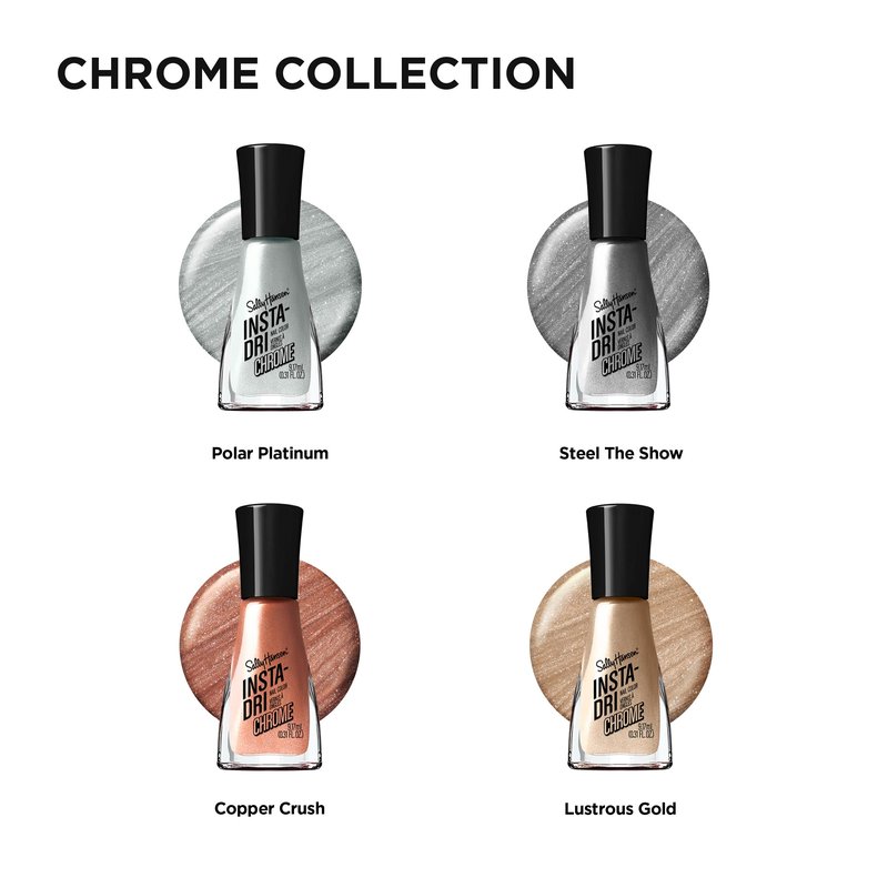 Sally Hansen Insta-Dri Nail Polish Chrome Top Coat | Quick Dry, Long Lasting, Streak-Free Shine, Opaque | Lustrous Gold | Metallic Gold Nail Polish