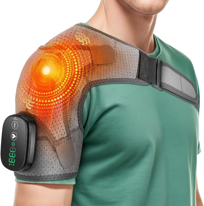 Skiennix Cordless Shoulder Heating Pad - Deep Tissue Pain Relief Massager | Heated Wrap in Gray