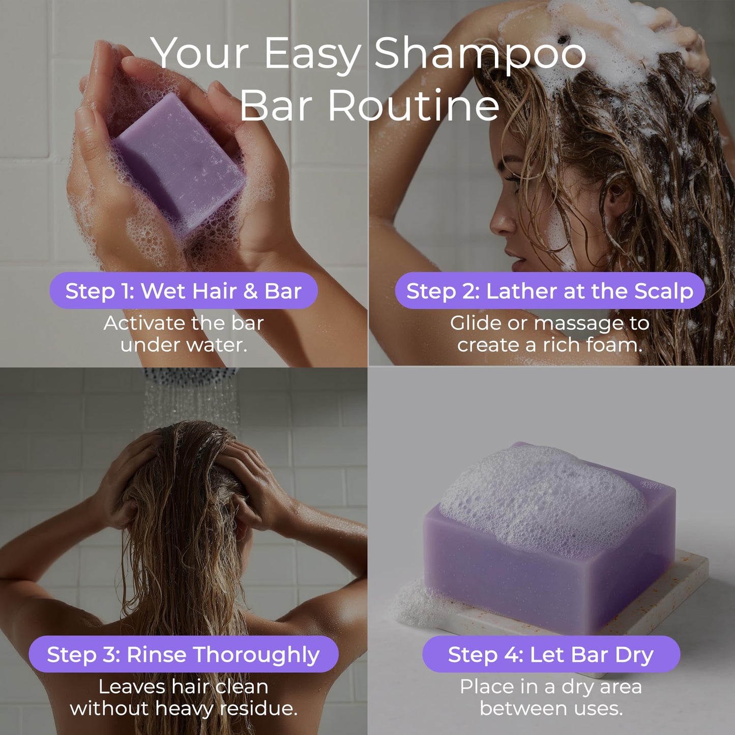 Tree To Tub Rosemary Rice Water Shampoo Bar - Sulfate-Free Strengthening Solid Shampoo with Caffeine & Biotin – Plastic-Free Hair Soap for Thicker-Looking Hair, Natural & Suitable for Sensitive Scalp
