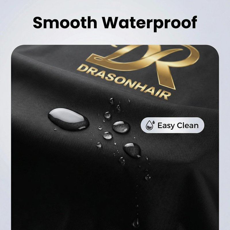 DR DRASONHAIR Barber Cape Waterproof Hair Sticking Resistant, Unisex Professional Hair Cutting Cape for Men Women (Black, 66" X 55")
