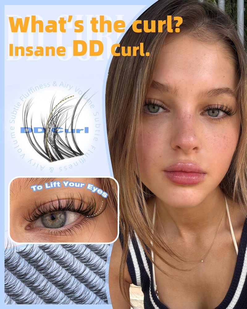 EYDEVRO Spider Lash Clusters Breeze Wispy Eyelash Clusters Slightly Fluffy Cluster Eyelash Extensions 10mm-12mm-14mm Clear Band DD Curl Cluster Lashes DIY Salon-quality Lash Extensions at Home