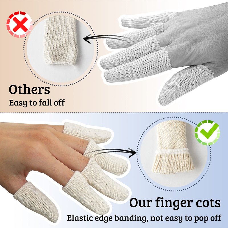 MIG4U 5 Pcs Cotton Finger Cots, Reusable Finger Protectors for Cuts Wounds, Arthritis, Eczema, Bruises, Calluses, Cracking Thumbs Healing, Fingernail Caps/Stall/Cushion/Cover (Not 5 Pairs)