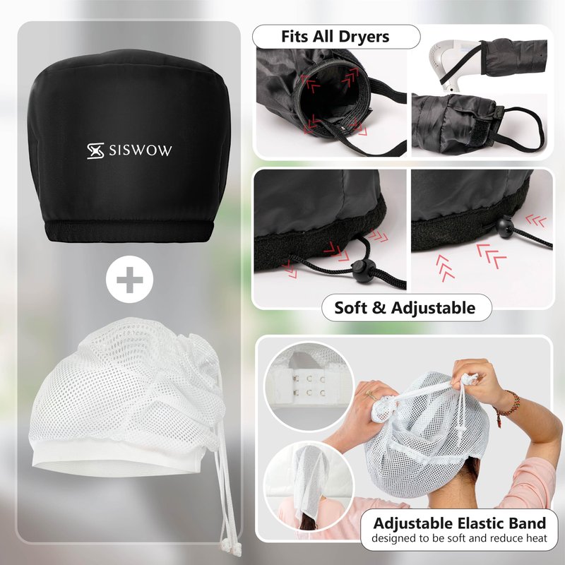 Net Plopping Cap for Drying Curly Hair - Hair Dryer Bonnet Diffuser Cap for Curly, Speeds Up Drying Time, Safety Deep Conditioning at Home - Portable, Adjustable for Natural Curly Hair Women