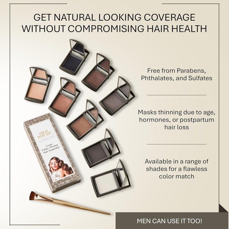 Joan Rivers Great Hair Day Root Touch Up Powder Duo - Thicker, Fuller Hair Solution | Dark Brunette