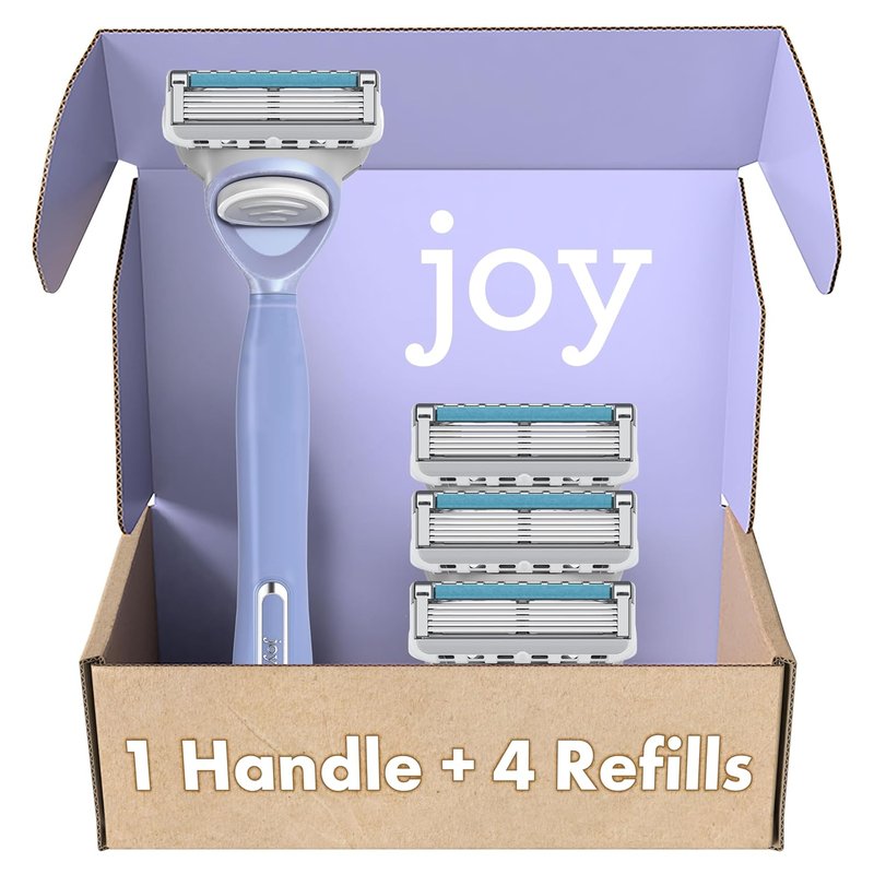 Joy Razors for Women - Lavender Razor Handle & 4 Blade Refills | Skin Irritation Protection
